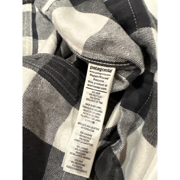 Patagonia Farriers Work Shirt Mens Sz Medium Buffalo Plaid Hemp Blend Button Up - Picture 6 of 10